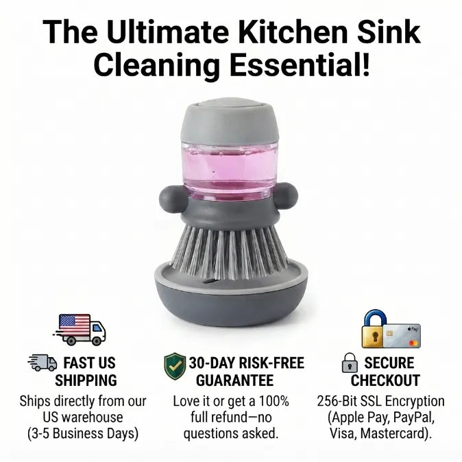 Palm Soap Dispensing Brush with Countertop Storage Caddy