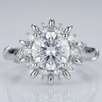 Handcrafted Vine Halo Moissanite Ring – 2.65 Refractive Index Sparkle, Hypoallergenic Comfort Fit