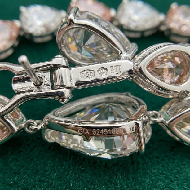 18K White Gold Pear-Cut Diamond Earrings with 1ct Rare Pink Diamond | GIA Certified