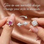 🔥 LAST DAY — 90% OFF 🔥 Reversible Pink Gemstone & Diamond Magic Cube Statement Ring | 18K White Gold Plated Luxury Jewelry for Women