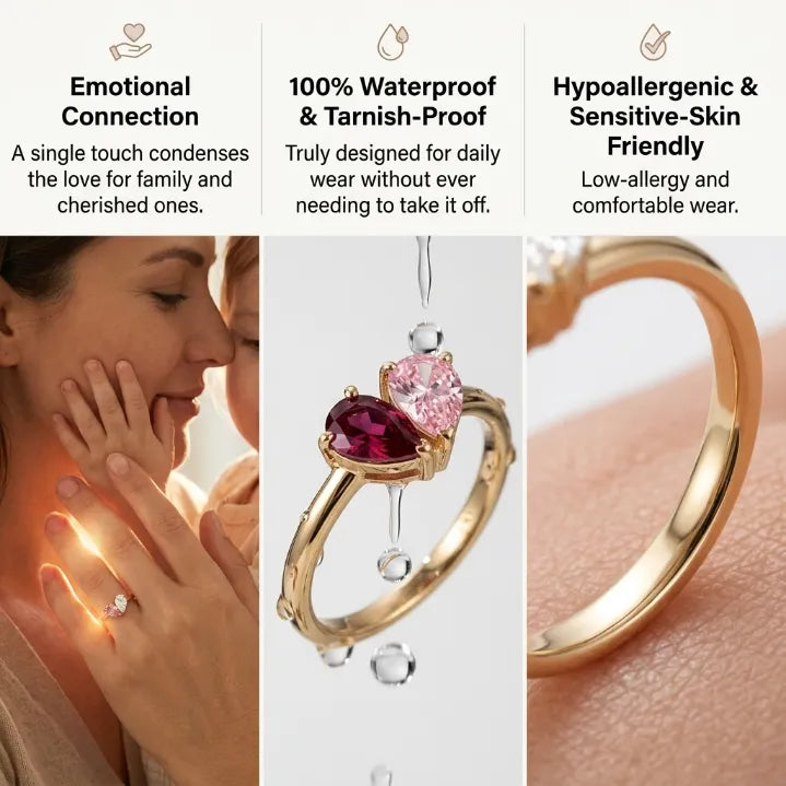 Veria Ring - 18K Gold Two-Birthstone Heart Ring