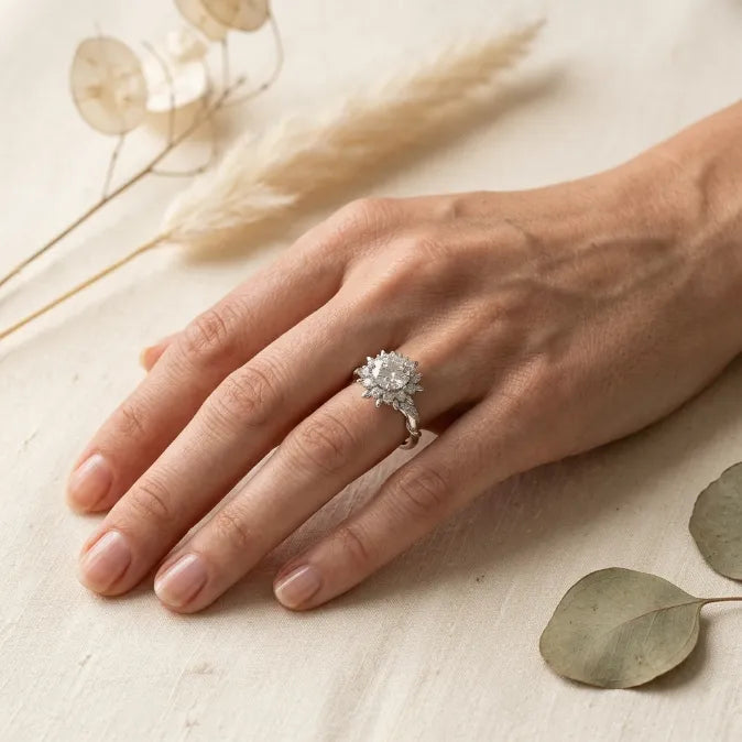 The Eternal Crown Halo Ring – Hand-Set Artisan Solitaire