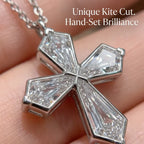 Kite-Cut Moissanite Cross Necklace | VVS1 Diamond Brilliance 925 Sterling Silver