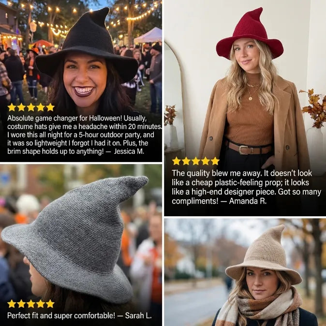 Modern Wide-Brim Witch Hat | Breathable, Shape-Regulating & All-Day Comfortable Costume & Fashion Accessory