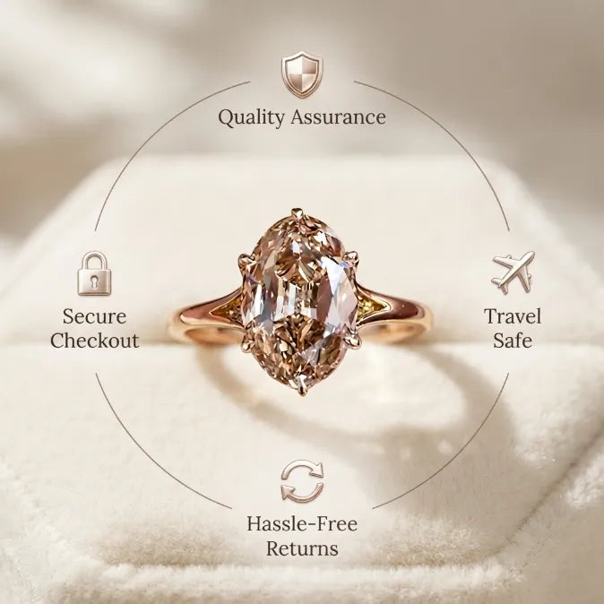 3.0ct Vintage Champagne Oval Ring with Floral Basket & Hidden Diamond