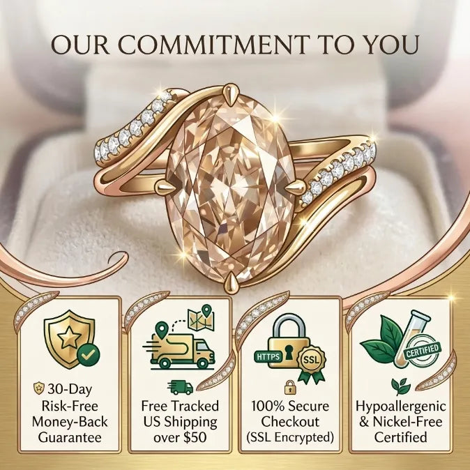The Vintage Champagne Oval Ring — Ergonomic Bypass Fit for Swollen Knuckles & Everyday Comfort