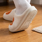 Spooky Cozy Plush Pumpkin House Slippers - Soft Fleece Non-Slip Halloween Footwear