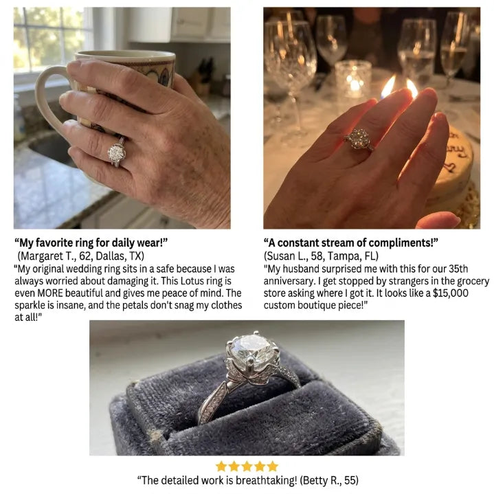 Exquisite Handcrafted Lotus VVS Moissanite Ring in 18K Gold Vermeil