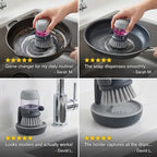 Palm Soap Dispensing Brush with Countertop Storage Caddy