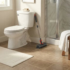3-in-1 Long Handle Scrub Brush with Squeegee - Ergonomic L-Shaped Floor & Tile Scrubber for Bathroom, Shower, Grout & Baseboards (No Bending Required)