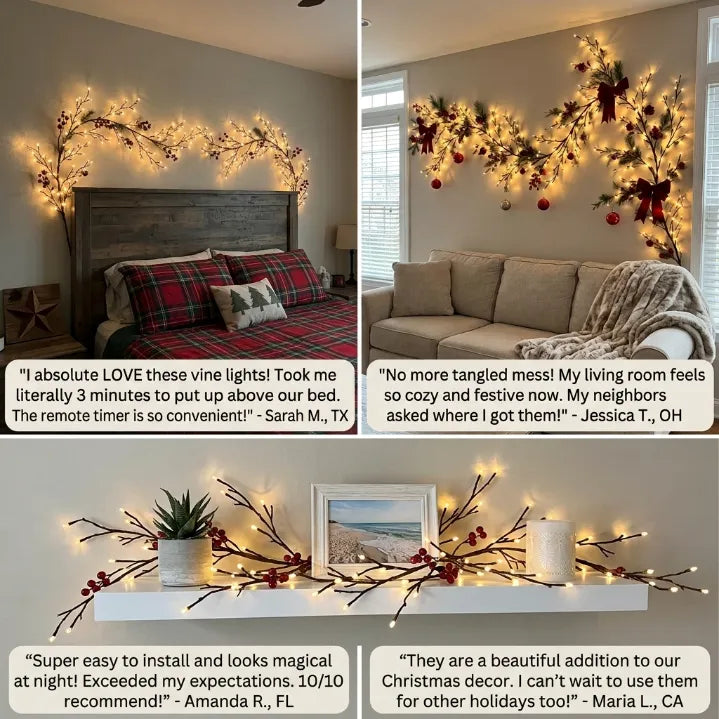 Lighted Willow Vine Wall Garland – Flexible 144 LED Tree Branch Lights with Remote & Timer for Cozy Room & Holiday Decor