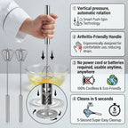 The Effortless Semi-Automatic Whisk™ | 360° Rotating Hand Push Blender & Frother for Baking, Coffee & Eggs