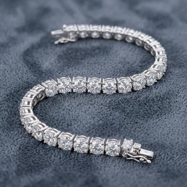 Classic 4mm D-Color Moissanite Tennis Bracelet – 14K Gold Plated with Double Safety Clasp