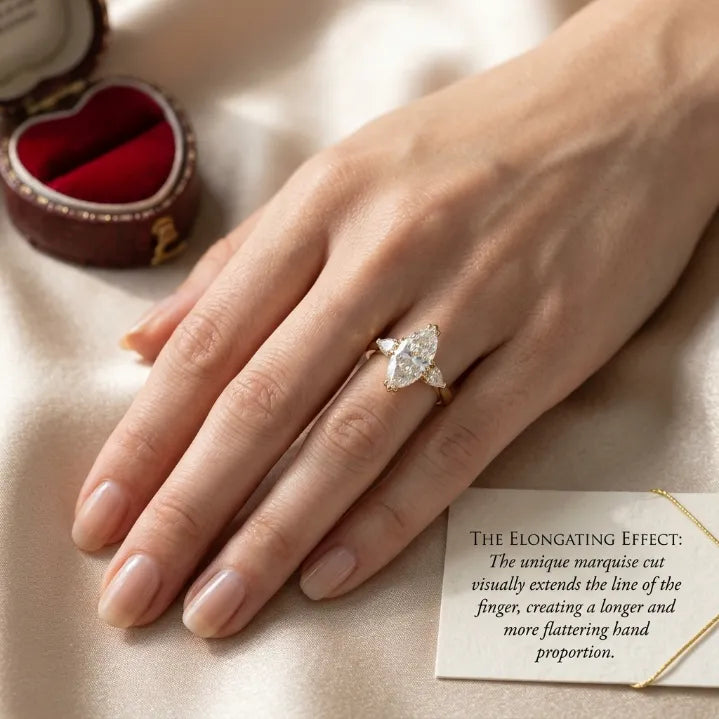 Vintage Marquise Moissanite Ring | Slenderizing  Luxury for Women
