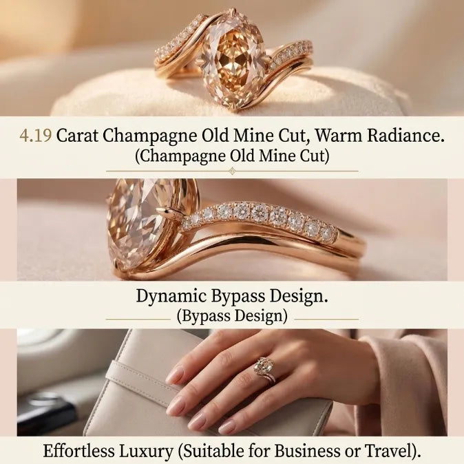 The Vintage Champagne Oval Ring — Ergonomic Bypass Fit for Swollen Knuckles & Everyday Comfort