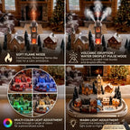 Volcano Flame Essential Oil Diffuser & Cool Mist Humidifier | Warm Ambient Flame Light