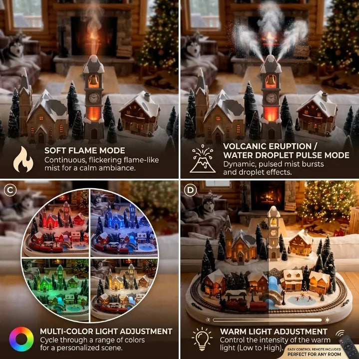 Volcano Flame Essential Oil Diffuser & Cool Mist Humidifier | Warm Ambient Flame Light