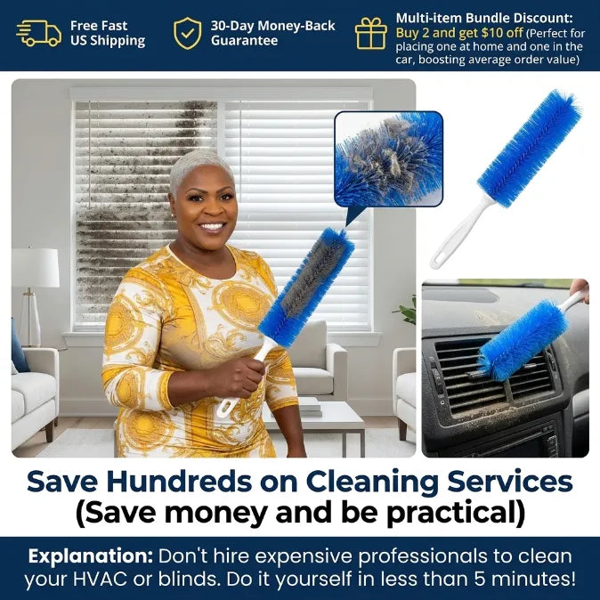 360° Bendable Microfiber Dust & Hair Duster – Flexible Gap Cleaner Brush for Blinds, AC Vents, Tower Fans & Pet Hair– Last Day 50% OFF 🔥