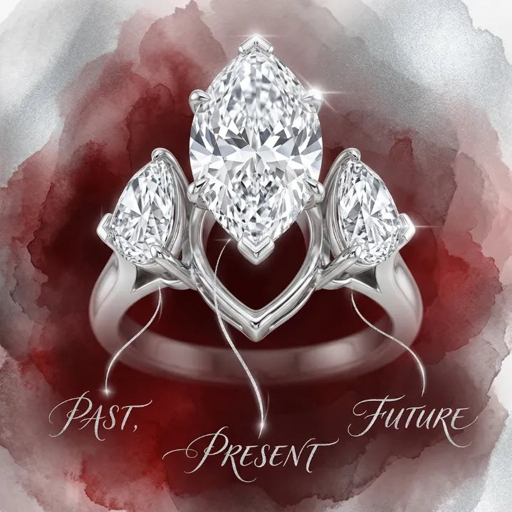 Marquise Cut Three-Stone Moissanite Ring – Effortless Elegance & Comfort Fit