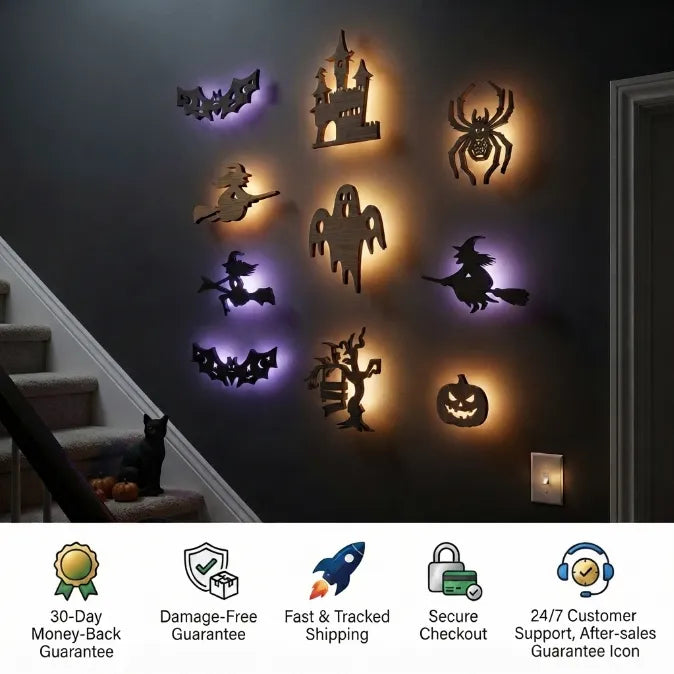 Glow-in-the-Dark Spooky Squeeze Wall Decors & Halloween Sensory Toys Bundle