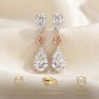 18K White Gold Pear-Cut Diamond Earrings with 1ct Rare Pink Diamond | GIA Certified