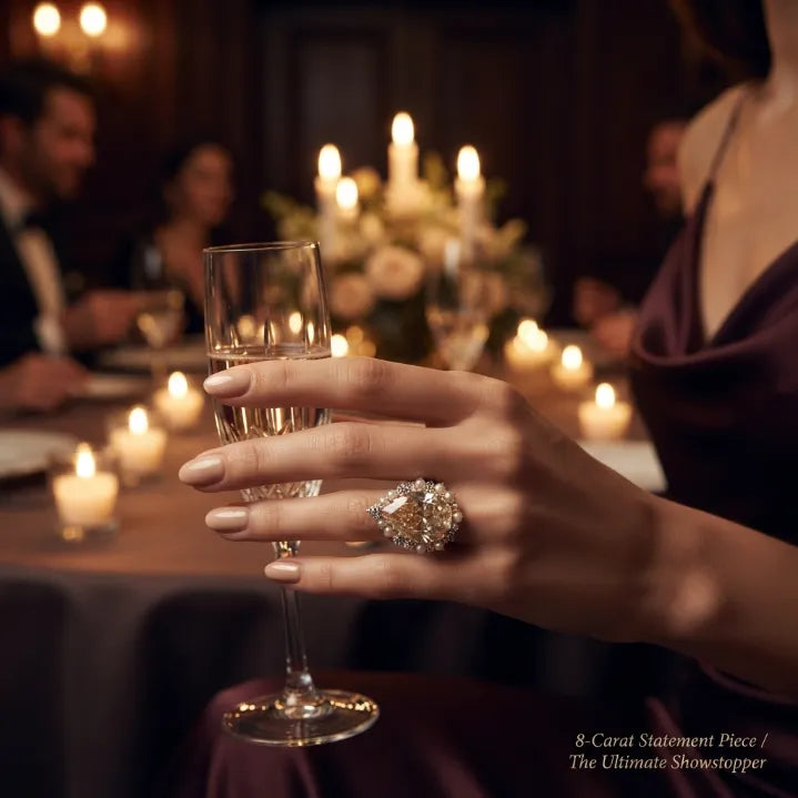 The Royal Champagne Pear-Cut Statement Ring | Double Halo Cocktail Ring