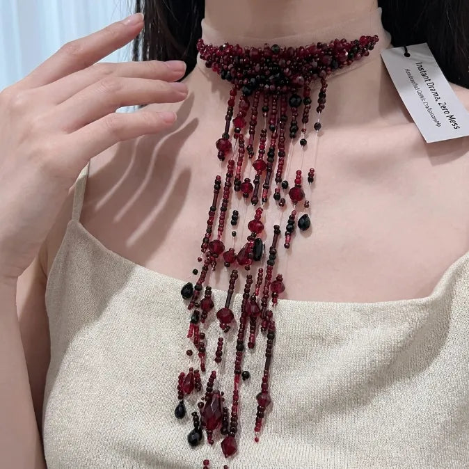 Gothic Blood Drip Crystal Choker – Instant Vampire Illusion Choker (No-Mess & Skin-Friendly)-Last Day Sale-90% OFF🔥