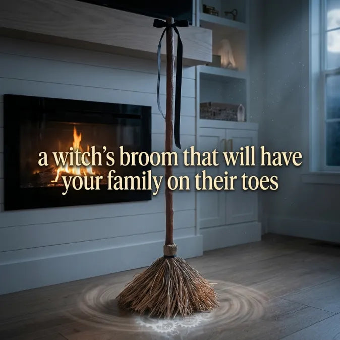 Animated Floating Witch Broomstick – Sound-Activated Dancing Halloween Broom with Smart Obstacle Avoidance