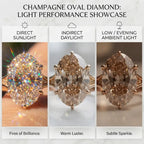 3.0ct Vintage Champagne Oval Ring with Floral Basket & Hidden Diamond