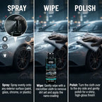 3-in-1 Quick Ceramic Spray: Instant Waterless Wash, Diamond Shine & Nano Protection for Cars & Home