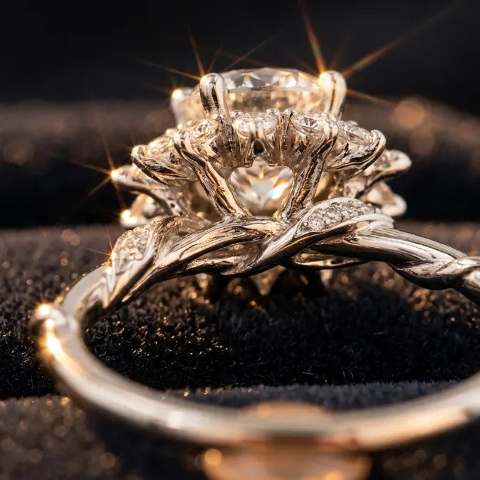 The Eternal Crown Halo Ring – Hand-Set Artisan Solitaire