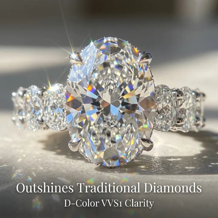Timeless Oval Moissanite Upgrade Ring with Hidden Halo & Eternity Band