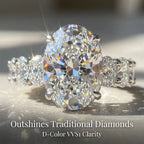 Timeless Oval Moissanite Upgrade Ring with Hidden Halo & Eternity Band