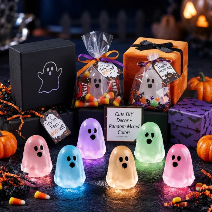 20-Piece Set of Glow-in-the-Dark Mini Ghost Figurines | Cute Halloween Desktop and Home Decor