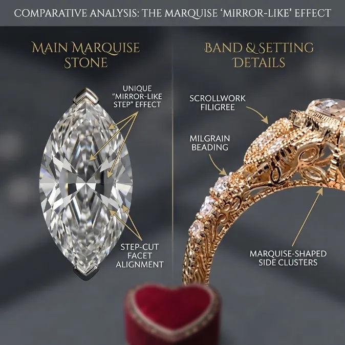 🔥 LAST DAY — 90% OFF 🔥 Vintage 2.57ct Marquise Step Cut Heirloom Engagement Ring in 18K Gold