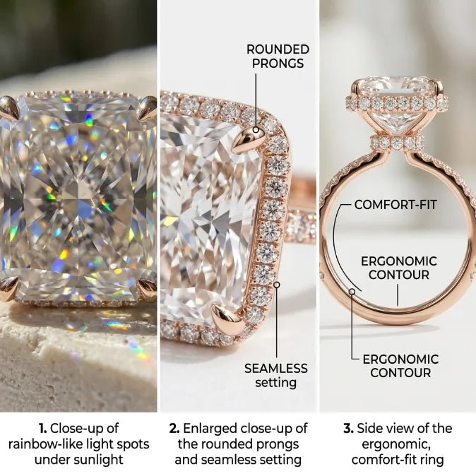 🔥 LAST DAY — 90% OFF 🔥Radiant Hidden Halo Solitaire Engagement Ring | Radiant Cut Luxury Diamond Ring in 14K Gold