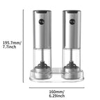 🔥50% OFF Last Day Sale – Stainless Steel Electric Salt & Pepper Grinder Set (2 Grinders + Base)