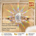 3.0ct Vintage Engraved Moissanite Ring with Hidden Rainbow Arch