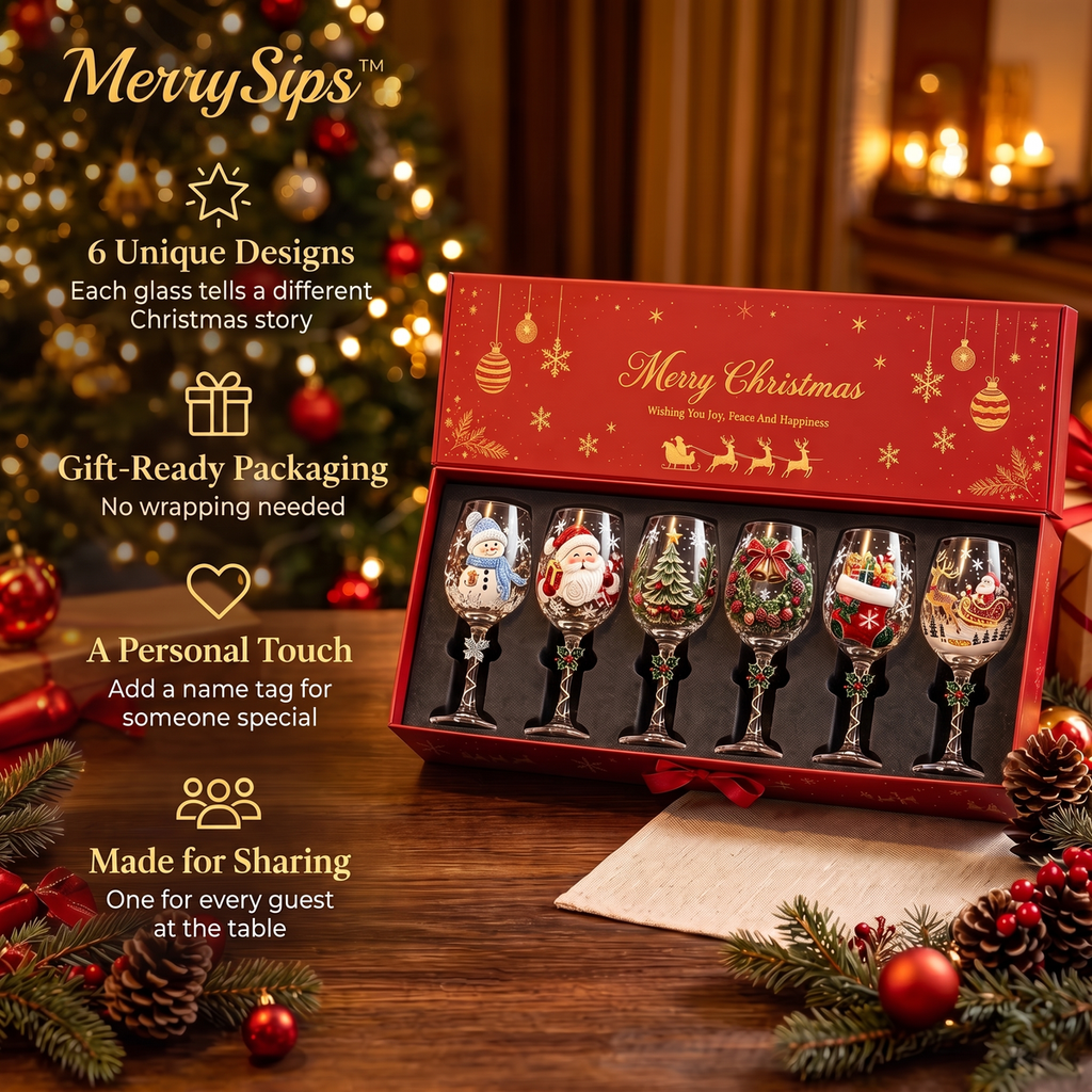 ✨Last Day 50% OFF✨Christmas Memories Collection – 6-Piece Holiday Wine Glass Set for Magical Christmas Gatherings