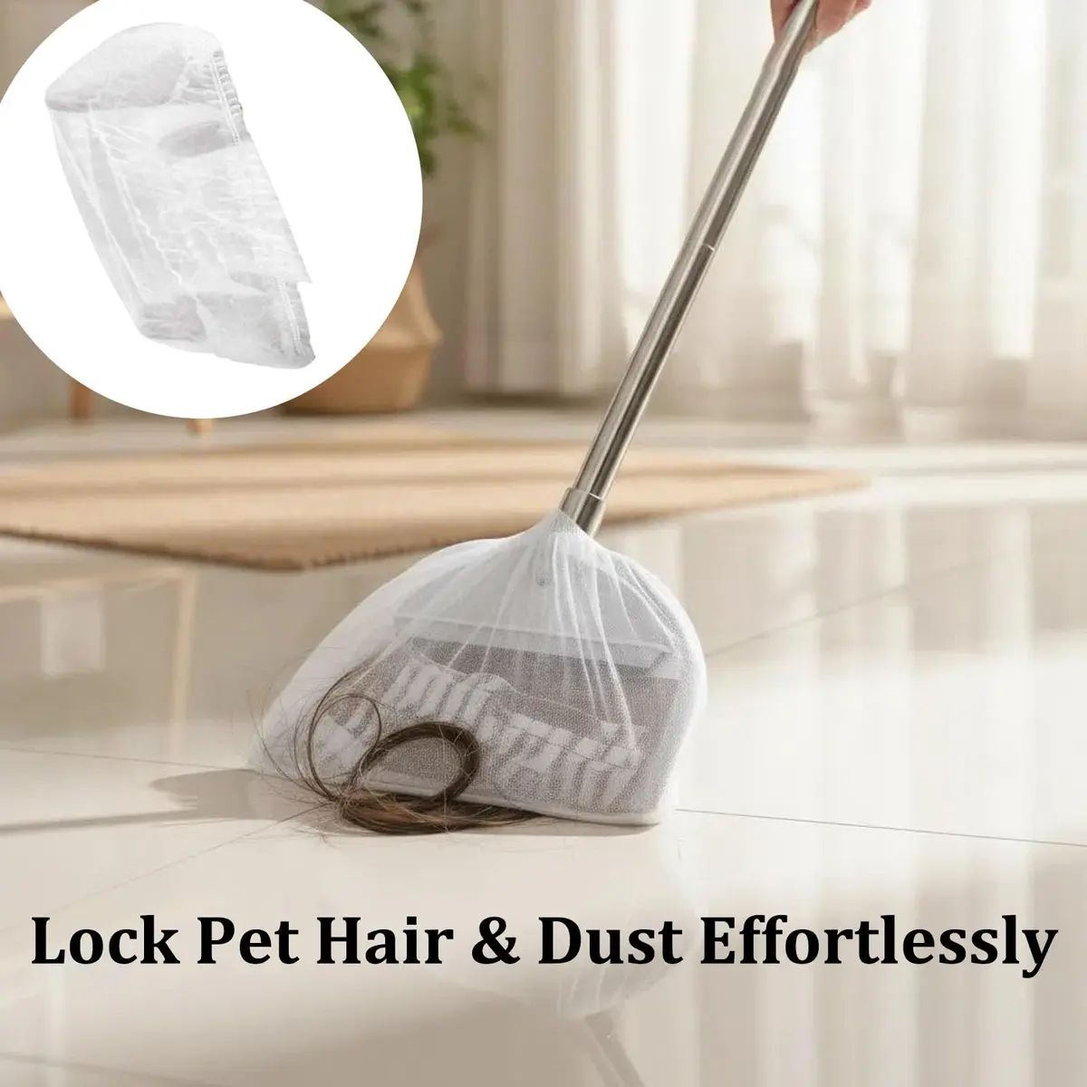 🔥50% OFF Last Day Sale No More Dirty Broom Cleanup – Disposable Broom Covers, Locks Pet Hair & Dust with Secure Elastic Fit