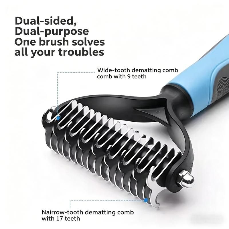 🔥50% OFF Last Day Sale |Pet Detangling Comb, Double-Sided Grooming Brush for Dogs & Cats, One-Click Clean Undercoat Rake for Shedding Mats