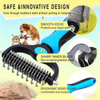 🔥50% OFF Last Day Sale |Pet Detangling Comb, Double-Sided Grooming Brush for Dogs & Cats, One-Click Clean Undercoat Rake for Shedding Mats