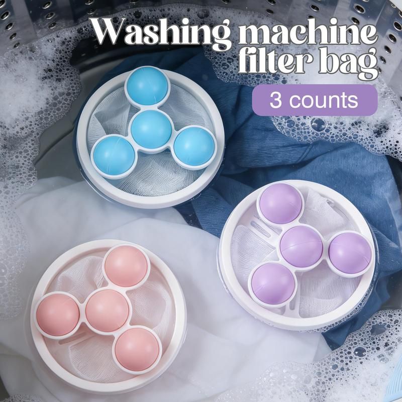 🔥50% OFF Last Day Sale |3 Counts Washing Machine Filter Bag, Reusable Floating Hair Filter for Laundry Washer Cotton