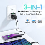 🔥50% OFF Last Day Sale 3-in-1 Ultra-Compact GaN Wall Charger | Built-in Apple Watch Pad & 22W Fast Charging