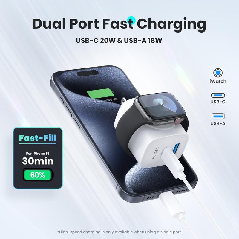 🔥50% OFF Last Day Sale 3-in-1 Ultra-Compact GaN Wall Charger | Built-in Apple Watch Pad & 22W Fast Charging
