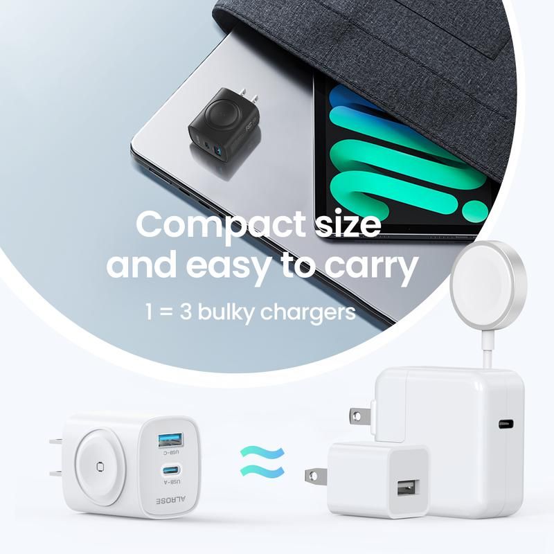 🔥50% OFF Last Day Sale 3-in-1 Ultra-Compact GaN Wall Charger | Built-in Apple Watch Pad & 22W Fast Charging
