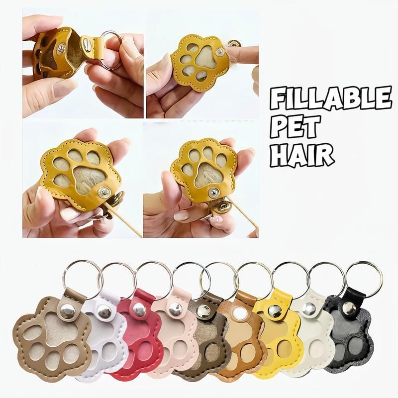 🔥50% OFF Last Day Sale Refillable Pet Hair Keychain – Premium Leather Keepsake, Portable Memorial Gift for Dog & Cat Lovers