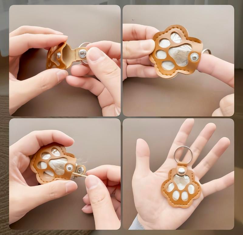 🔥50% OFF Last Day Sale Refillable Pet Hair Keychain – Premium Leather Keepsake, Portable Memorial Gift for Dog & Cat Lovers