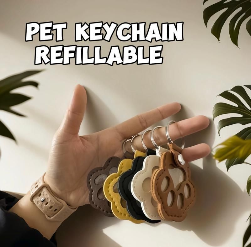 🔥50% OFF Last Day Sale Refillable Pet Hair Keychain – Premium Leather Keepsake, Portable Memorial Gift for Dog & Cat Lovers