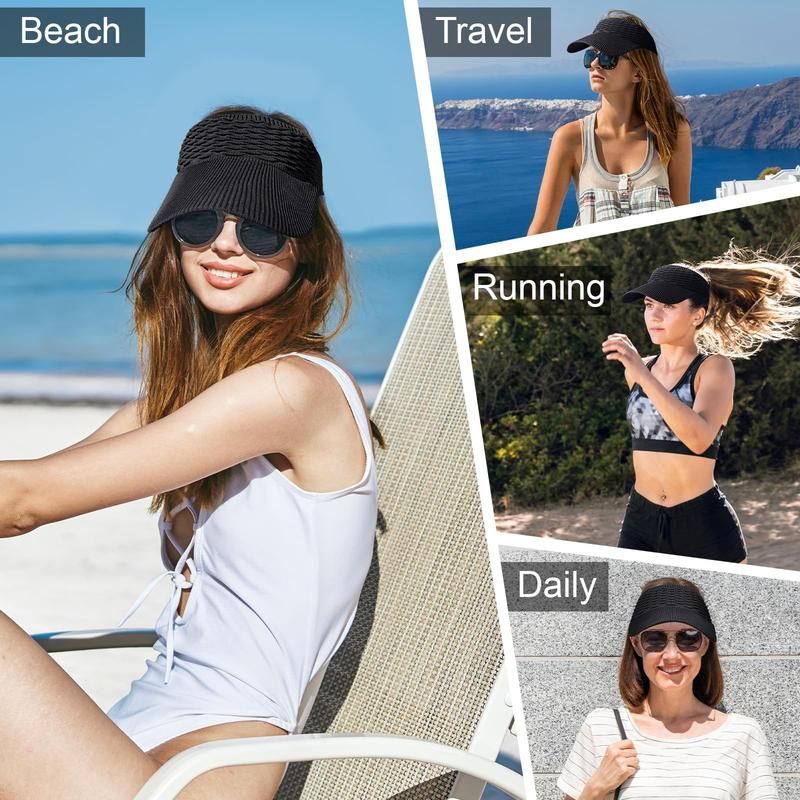 🔥50% OFF Last Day Sale Women’s Ponytail-Friendly UPF 50+ Sun Visor – Wide-Brim, Breathable & Foldable Sun Protection